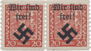 Moravská Ostrava | Czechoslovakia german occupation 1939 | stamp overprint | Michel 3 B (50 pcs) paired, scroll design