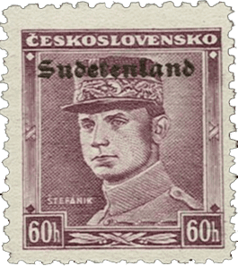 Konstantinovy Lázně overprint of czechoslovakian stamp | german occupation | 1938 | sudetenland crisis | Konstantinsbad Michel 10