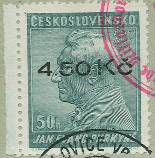 Aufdruck von Niklasdorf (Mikulovice) | Sudetenland | Die Postwertzeichnen des Sudetenlandes | Purkyne | Michel 104
