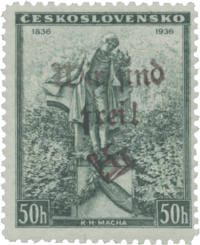 Vratislavice přetisk známky - sudety - sudetenland - Maffersdorf - Michel 111