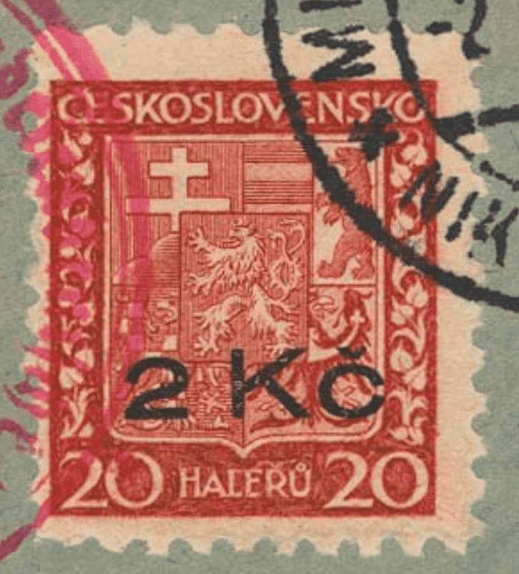 Aufdruck von Niklasdorf (Mikulovice) | Sudetenland | Die Postwertzeichnen des Sudetenlandes | Staatswappen | Michel 13