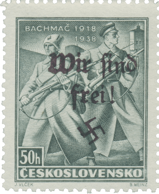 Vratislavice přetisk známky - sudety - sudetenland - Maffersdorf - Legionářské - Michel 131