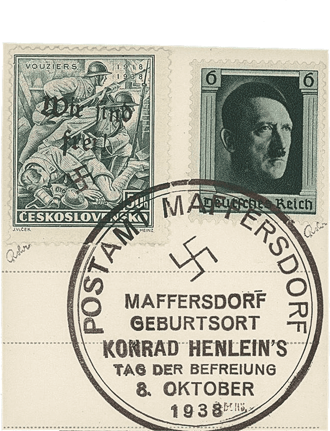 Maffersdorf - sudety - sudetenland - Maffersdorf- Michel 132 und die Briefmarke mit Hitler - mischfrankatur