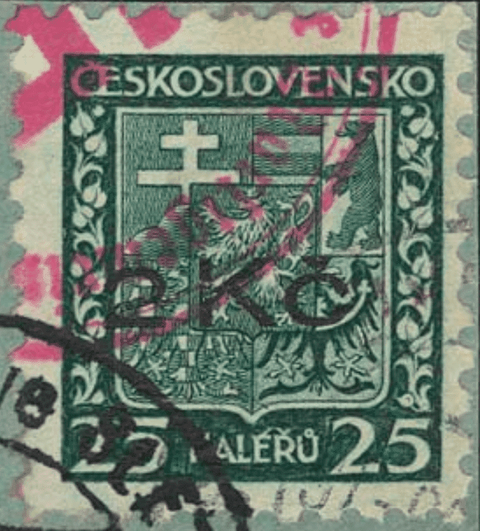 Aufdruck von Niklasdorf (Mikulovice) | Sudetenland | Die Postwertzeichnen des Sudetenlandes | Masaryk | Michel 14