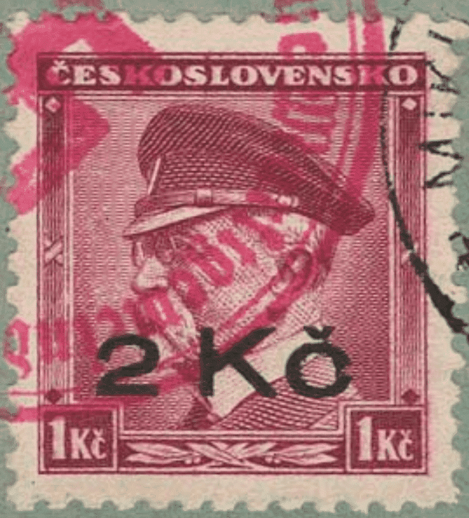 Aufdruck von Niklasdorf (Mikulovice) | Sudetenland | Die Postwertzeichnen des Sudetenlandes | Masaryk | Michel 19