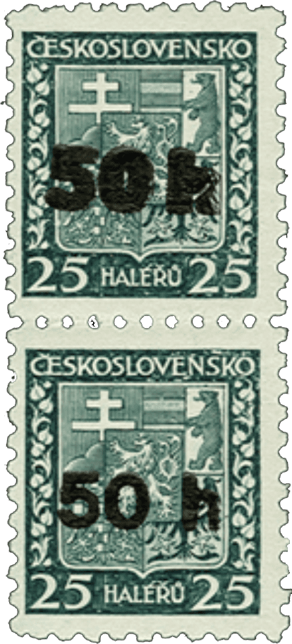 Aš přetisk známky - sudety - sudetenland - státní znak - Michel 1 I a & 1 II a