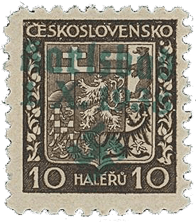 Sudetenland | czechoslovakian stamp overprint | german occupation | Karlovy Vary | Carlsbad | 1938 | Michel 2