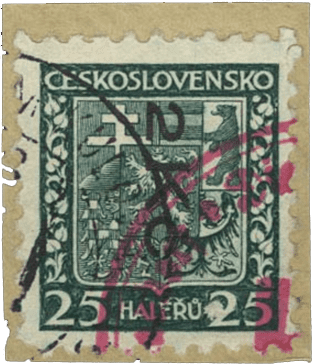 Aufdruck von Niklasdorf (Mikulovice) | Sudetenland | Die Postwertzeichnen des Sudetenlandes | Masaryk |Michel 14S
