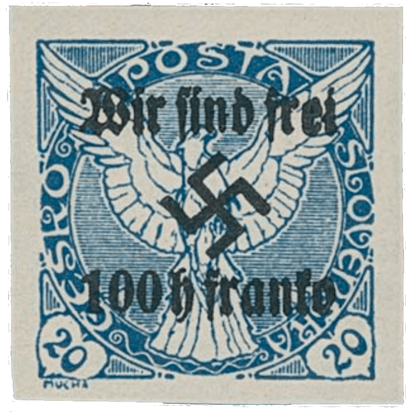 Rumburk | Rumburg | Sudetenland stamp overprint 1938 | German occupation of Czechoslovakia | Sudeten | postage stamp overprints | Michel 20