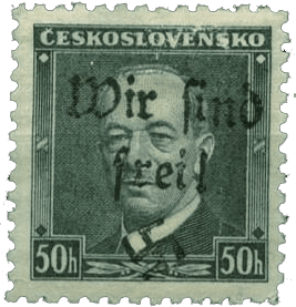 Vratislavice přetisk známky - sudety - sudetenland - Maffersdorf - Michel 22