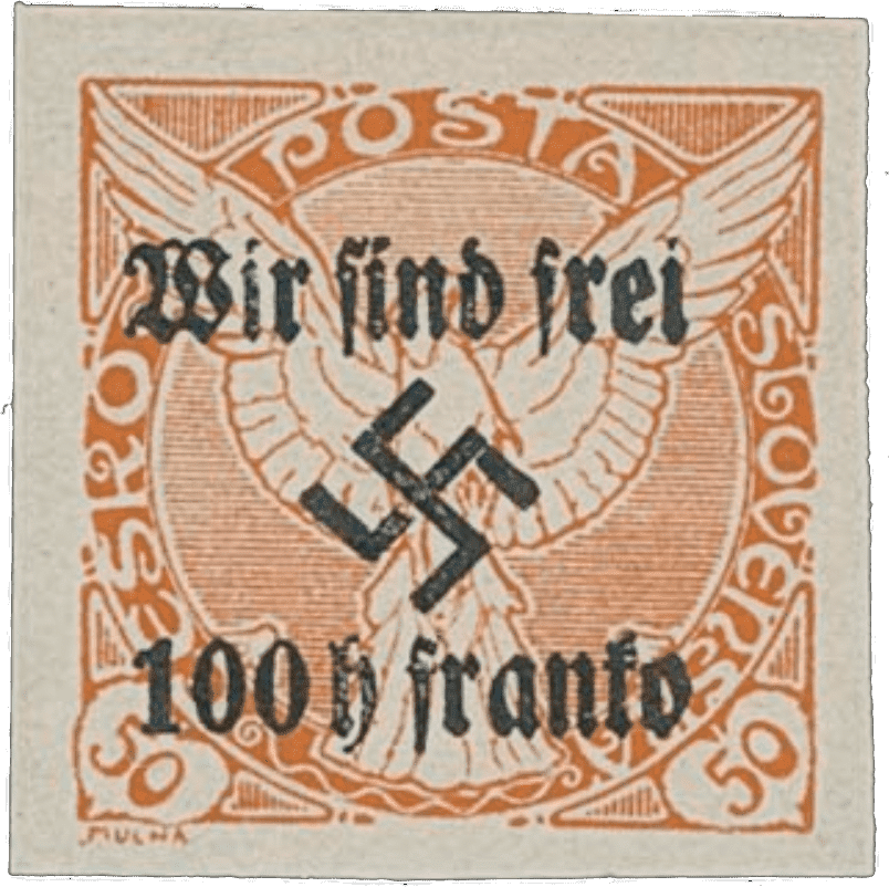 Rumburk | Rumburg | Sudetenland stamp overprint 1938 | German occupation of Czechoslovakia | Sudeten | postage stamp overprints | Michel 22 Rumburg