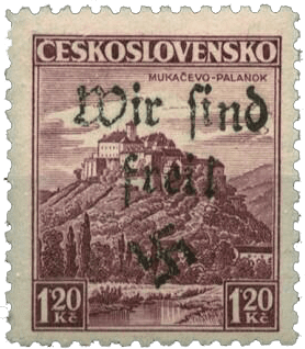 Vratislavice přetisk známky - sudety - sudetenland - Maffersdorf - Michel 25