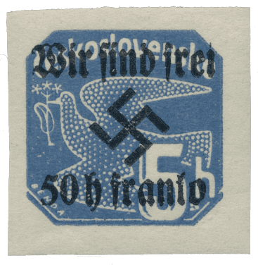 Rumburk | Rumburg | Sudetenland stamp overprint 1938 | German occupation of Czechoslovakia | Sudeten | postage stamp overprints | Michel 25 Rumburg