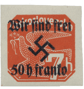 Rumburk | Rumburg | Sudetenland stamp overprint 1938 | German occupation of Czechoslovakia | Sudeten | postage stamp overprints | Michel 26