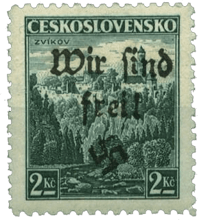 Vratislavice přetisk známky - sudety - sudetenland - Maffersdorf - Michel 27