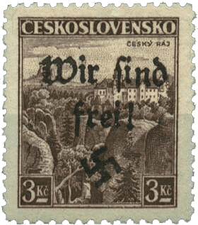 Vratislavice přetisk známky - sudety - sudetenland - Maffersdorf - Michel 29