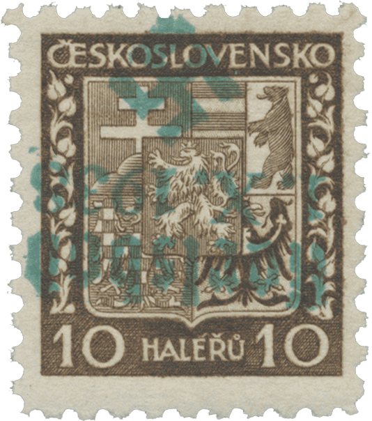 Sudetenland | czechoslovakian stamp overprint | german occupation | Karlovy Vary | Carlsbad | 1938 | Michel 2K