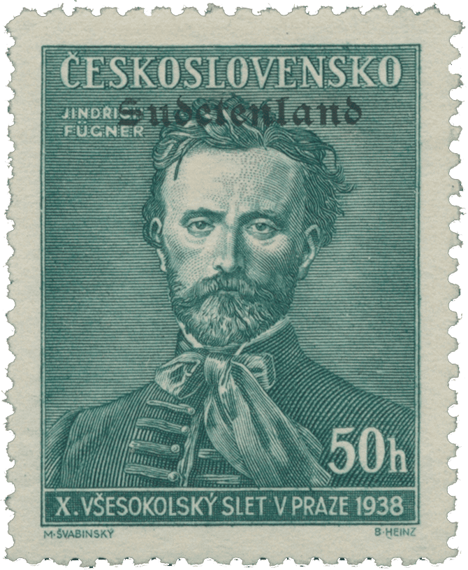 Konstantinovy Lázně overprint of czechoslovakian stamp | german occupation | 1938 | sudetenland crisis | Konstantinsbad Michel 31 Fugner