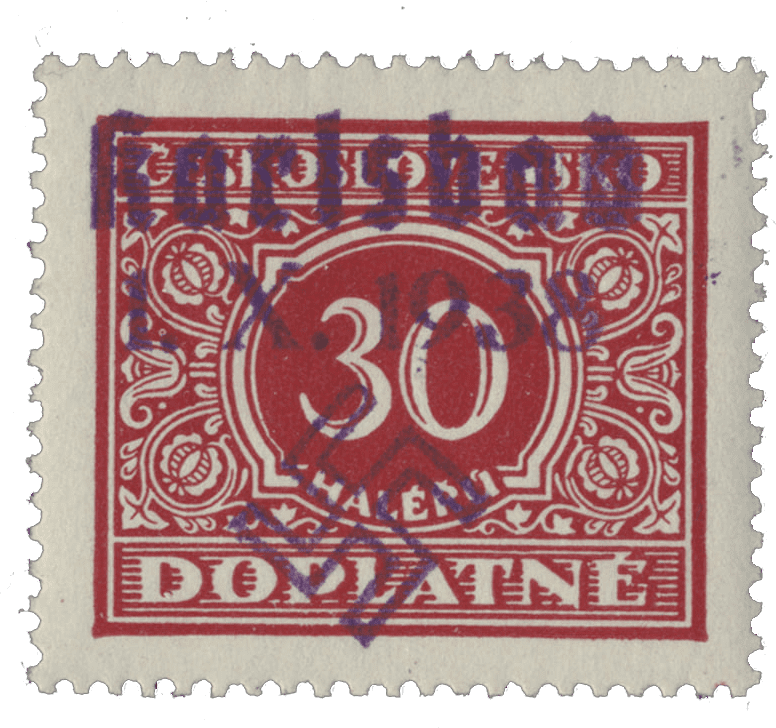 Sudetenland | czechoslovakian stamp overprint | german occupation | Karlovy Vary | Carlsbad | 1938 | Michel catalogue 33