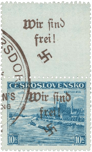 Vratislavice přetisk známky - sudety - sudetenland - Maffersdorf - Michel 33 LS