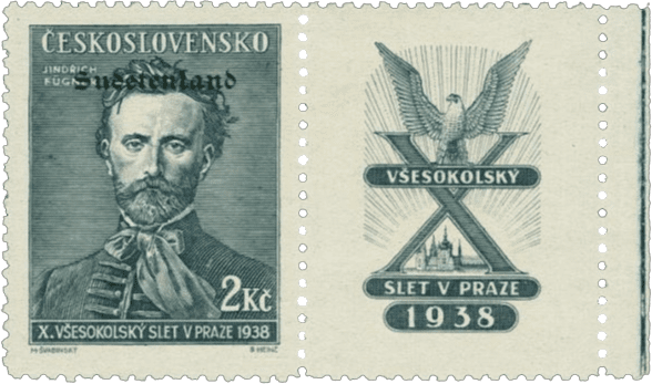 Konstantinovy Lázně overprint of czechoslovakian stamp | german occupation | 1938 | sudetenland crisis | Konstantinsbad Michel 33 ZFw Fugner