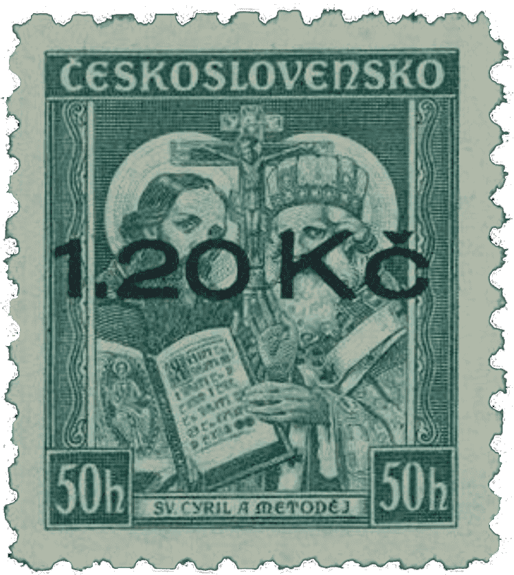 Aufdruck von Niklasdorf (Mikulovice) | Sudetenland | Die Postwertzeichnen des Sudetenlandes | Tschecho-Slowakische Briefmarke | Michel 36