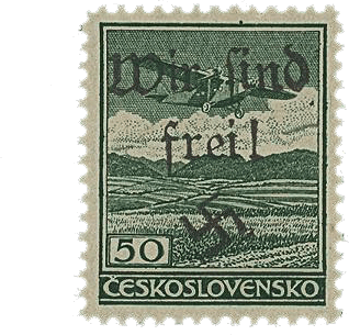 Vratislavice přetisk známky - sudety - sudetenland - Maffersdorf - Michel 36