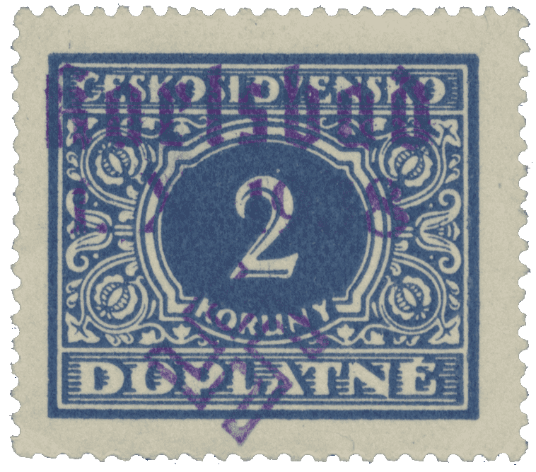 Sudetenland | czechoslovakian stamp overprint | german occupation | Karlovy Vary | Carlsbad | 1938 | Michel catalogue 38F