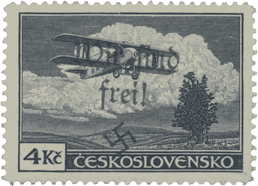 Aufdruck von Maffersdorf (Vratislavice nad Nisou) | Sudetenland | Die Postwertzeichnen des Sudetenlandes | Flugmarken | Michel 40b