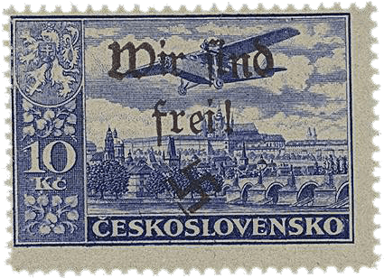 Aufdruck von Maffersdorf (Vratislavice nad Nisou) | Sudetenland | Die Postwertzeichnen des Sudetenlandes | Flugmarken | Michel 42