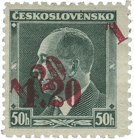 As | Asch | Sudetenland postage stamp overprint 1938 - Michel 4 a DD II | Sudets | Czechoslovakia | nazi occupation