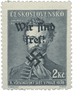 Rumburk | Rumburg | Sudetenland stamp overprint 1938 | German occupation of Czechoslovakia | Sudeten | postage stamp overprints | Rumburk přetisk známky - sudety - sudetenland - Rumburg | Michel 50I