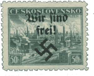 Rumburk | Rumburg | Sudetenland stamp overprint 1938 | German occupation of Czechoslovakia | Sudeten | postage stamp overprints | Michel 51
