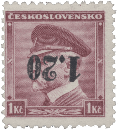 Aš sudetský přetisk známky - sudety - Masaryk - Michel 5 K