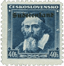 Konstantinovy Lázně overprint of czechoslovakian stamp | german occupation | 1938 | sudetenland crisis | Konstantinsbad Michel 6