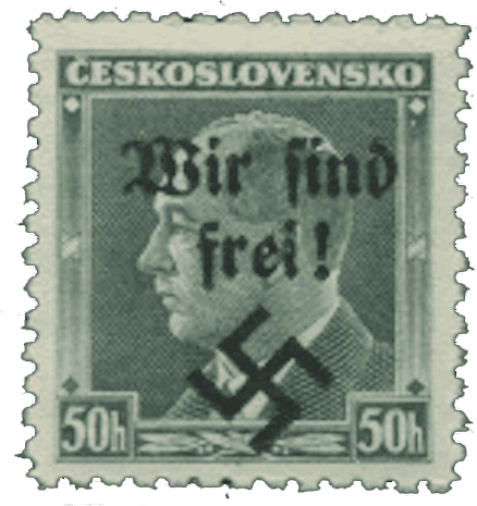 Rumburk | Rumburg | Sudetenland stamp overprint 1938 | German occupation of Czechoslovakia | Sudeten | postage stamp overprints | Michel 7 Rumburg