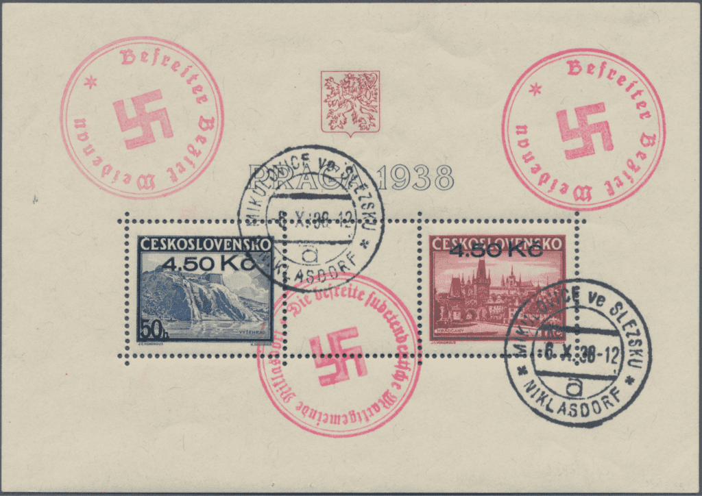 Aufdruck von Niklasdorf (Mikulovice) | Sudetenland | Die Postwertzeichnen des Sudetenlandes | Prag | Michel Block B3