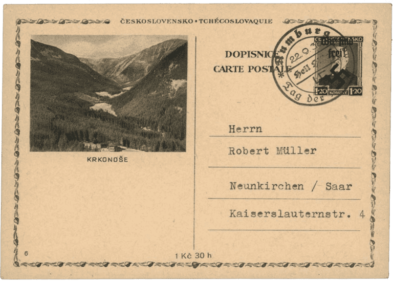 Rumburk mailing cards | Sudetenland | Sudety | German Occupation | Rumburg 1938 | Sudeten Crisis | Mi. P9B5