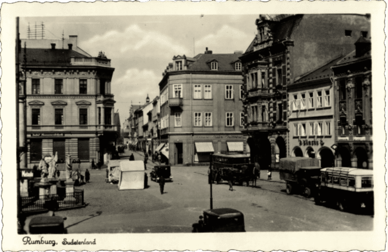 Postcard from Rumburk (Sudetenland) | german occupation of Czechoslovakia | Nazi germany | Rumburg stamp overprints