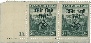 Rumburk | Rumburg | Sudetenland stamp overprint 1938 | German occupation of Czechoslovakia | Sudeten | postage stamp overprints | Michel Mi. 13I and 13