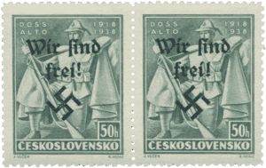Rumburk | Rumburg | Sudetenland stamp overprint 1938 | German occupation of Czechoslovakia | Sudeten | postage stamp overprints | Michel 49I and 49