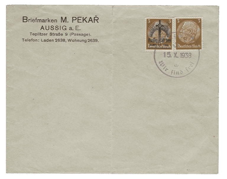 Sudetenland | Private Errinerungsdrucke | Aussig 1938 | Die Postwertzeichnen des Sudetenlandes