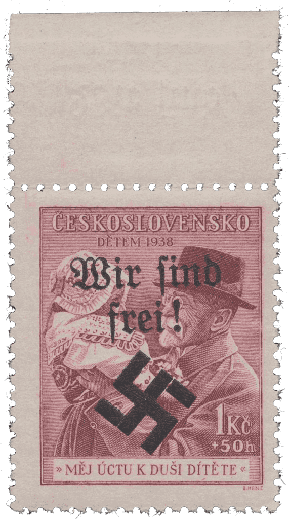 Moravská Ostrava | Czechoslovakia german occupation 1939 | Masaryk | stamp overprint | Michel 29 blind overprint