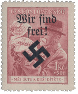 Moravská Ostrava | Czechoslovakia german occupation 1939 | Masaryk | stamp overprint | Michel 29 type 2