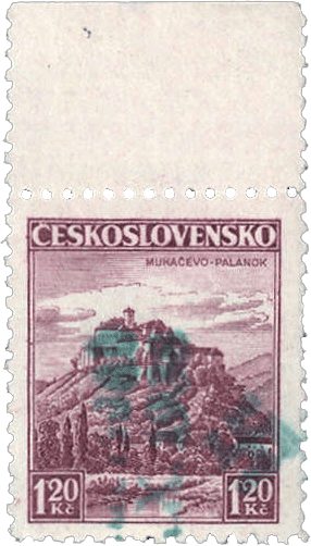 Sudetenland | czechoslovakian stamp overprint | german occupation | Karlovy Vary | Carlsbad | 1938 | Michel 10S