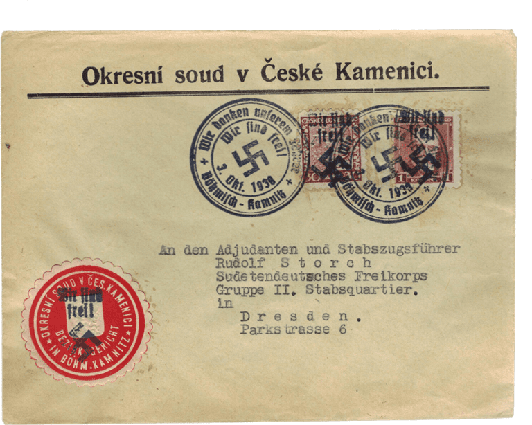 Sudetenland | Private Errinerungsdrucke | Kamnitz 1938 | Die Postwertzeichnen des Sudetenlandes