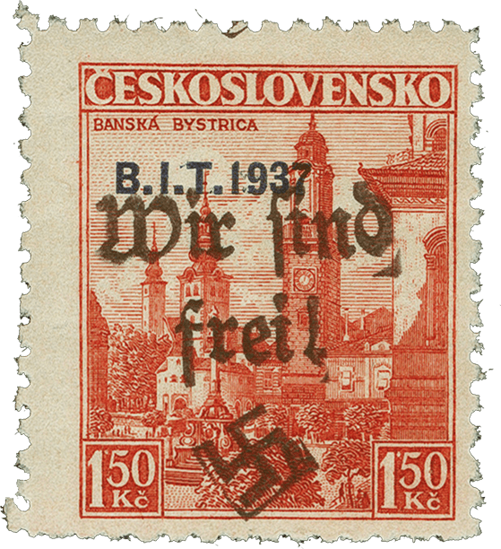 Vratislavice přetisk známky - sudety - sudetenland - Maffersdorf - BIT 1937 - Michel 125