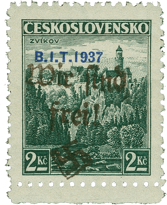 Aufdruck von Maffersdorf (Vratislavice nad Nisou) | Sudetenland | Die Postwertzeichnen des Sudetenlandes | BIT 1937 | Michel 126