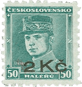 Mikulovice | Niklasdorf | Sudetenland | Aufdruck Briefmarke | Stefanik | Michel 53