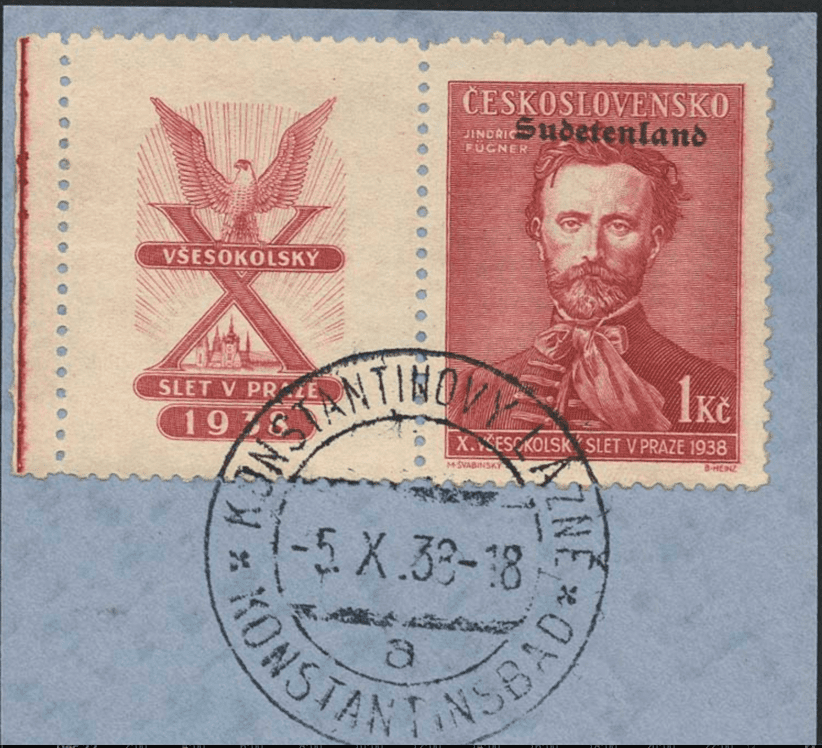 Konstantinovy Lázně poštovní razítko 4a 1938 Sudety | Sudetenland
